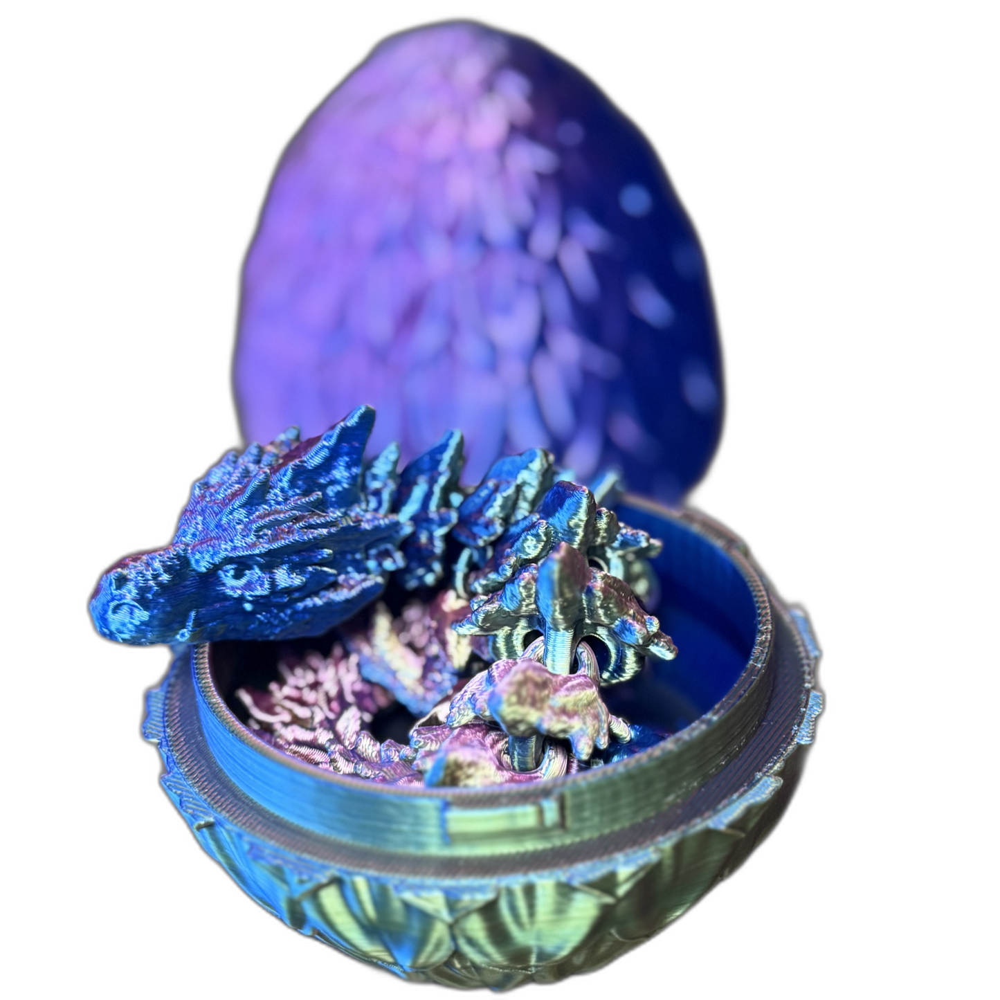 Petal Scaled Dragon Egg with Twist-Lock Shell & Articulated Dragon | Mythical Collectible Gift