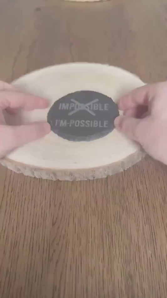 Laser Engraved Slate Coasters Inspirational Office Decor I’m Possible Gift for Him Entrepreneur Desk Gift Positive Mindset Quote