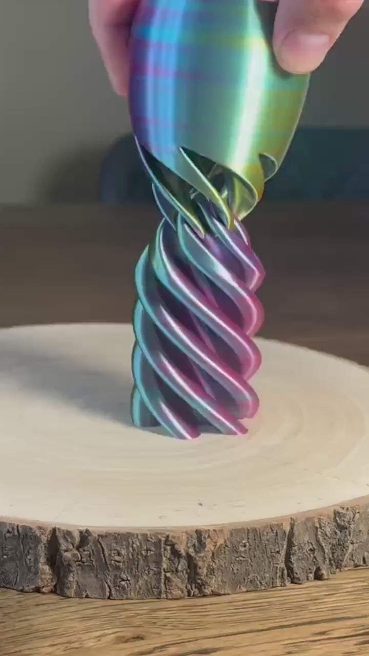 Large 3D printed spiral egg fidget decor calming sensory ornament ADHD autism gift idea modern desk ASMR home display piece