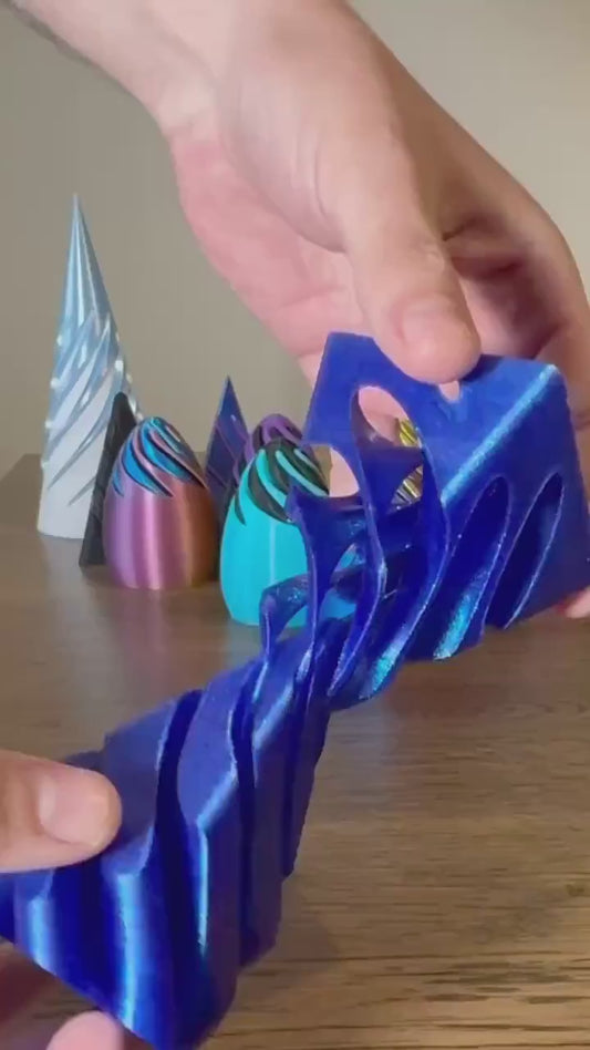 Glitter HypnoTwist Pyramid - Impossible Infinity Spiral Smooth Pyramid, Perfect Gift for Him, Modern Fidget Decoration