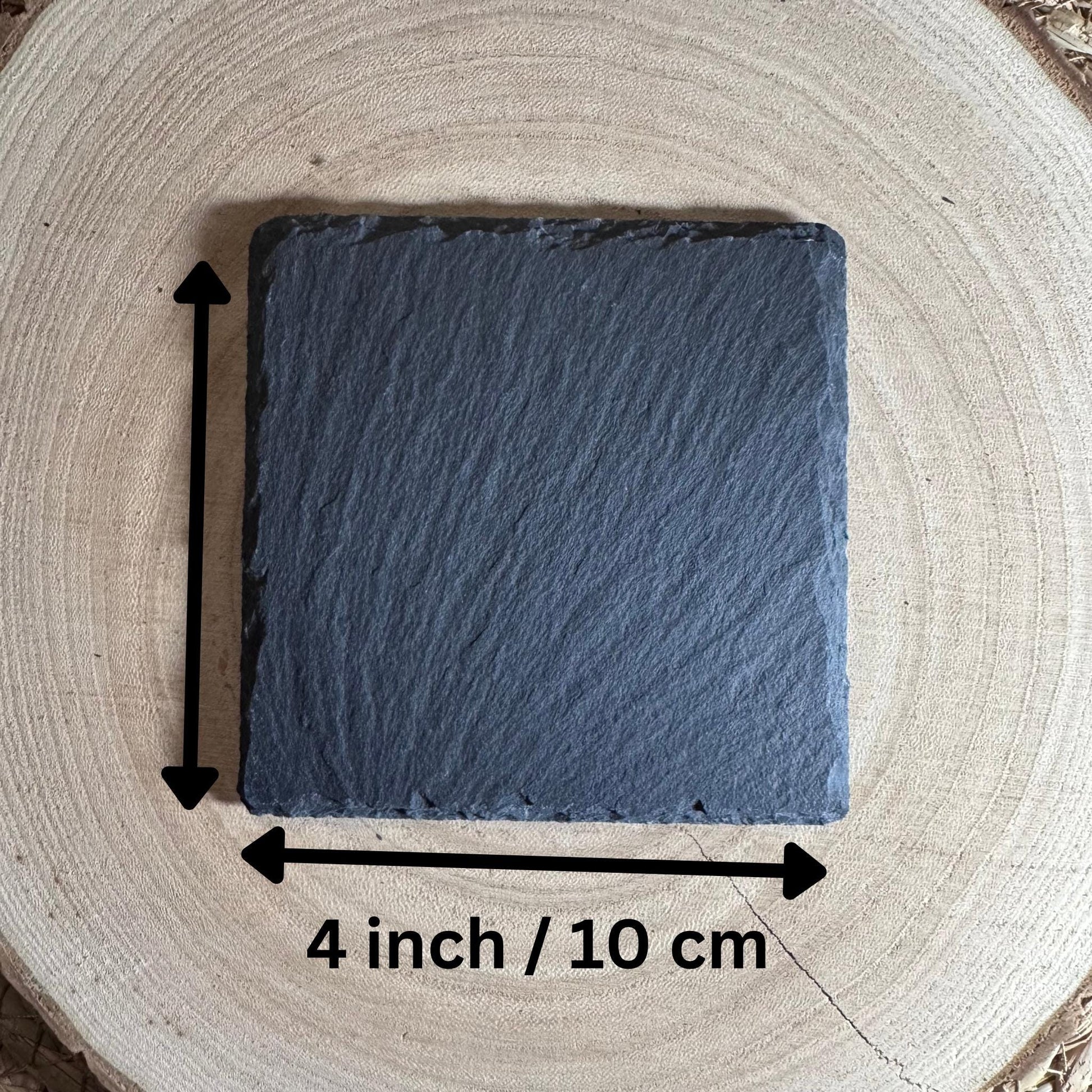 Rustic Highland Cow Slate Coaster | 4"/10cm Square Natural Stone Drink Coaster | Farmhouse Decor | Scottish Gift | Handmade Engraved