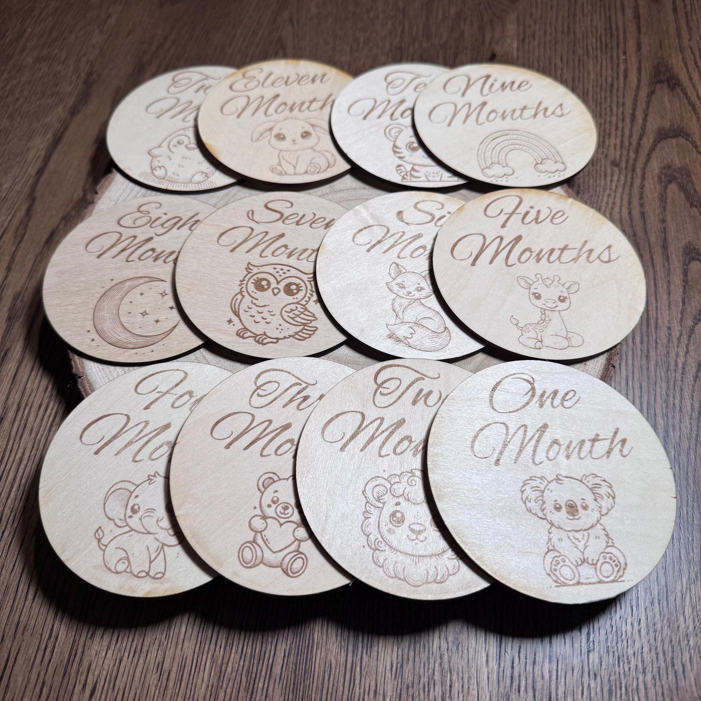 Baby Milestone Cards Set 1-12 Months | Animal Themed Monthly Photo Props | Newborn Gift | Baby Shower Present | Nursery Decor | Mothers Gift