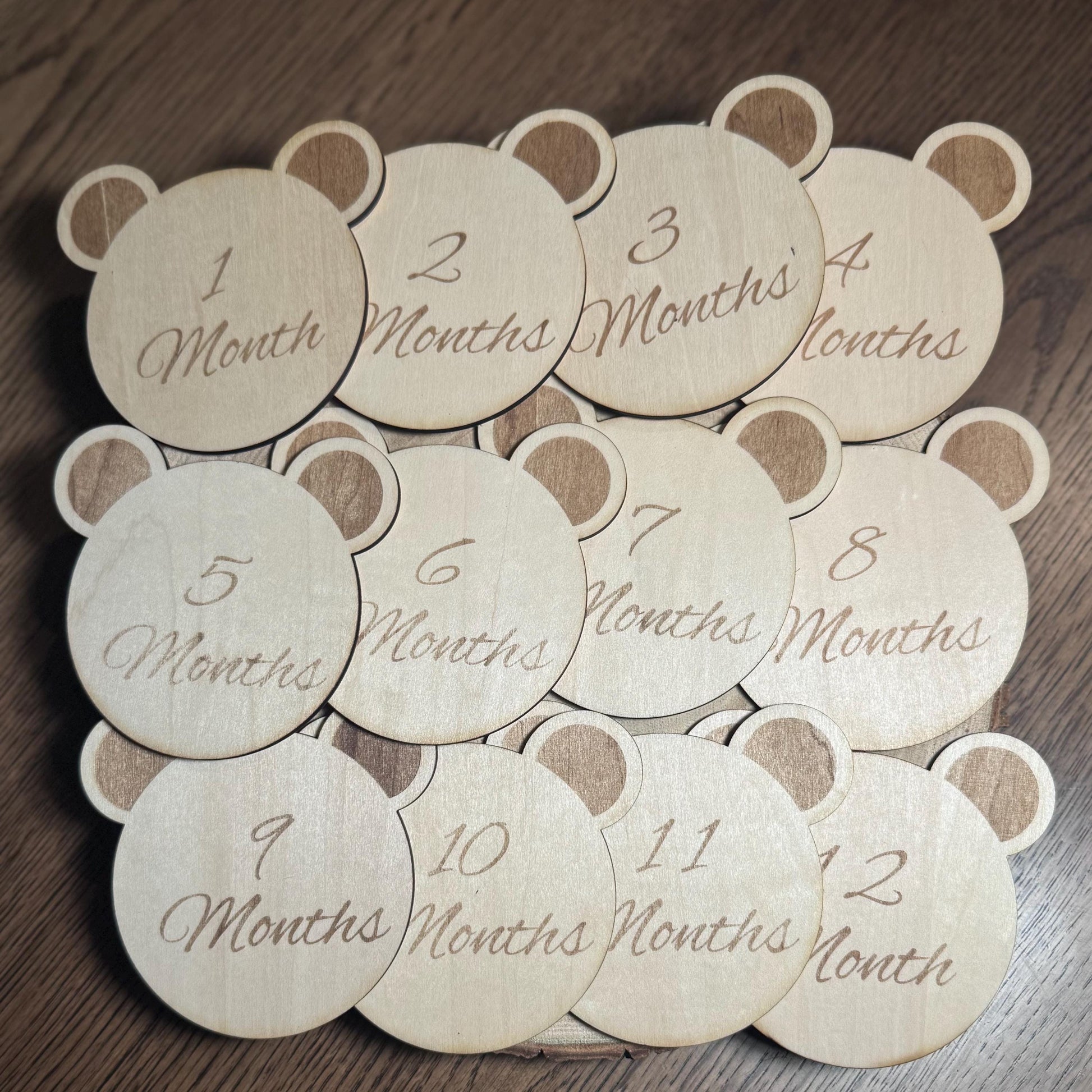 Personalised teddy bear welcome to the world baby name disc newborn photo prop baby shower gift first time mom custom wood keepsake