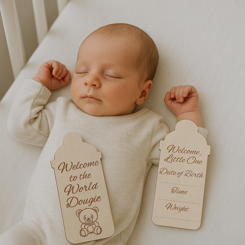Personalised baby bottle welcome to the world disc engraved baby name plaque newborn photo prop baby shower gift for first time moms