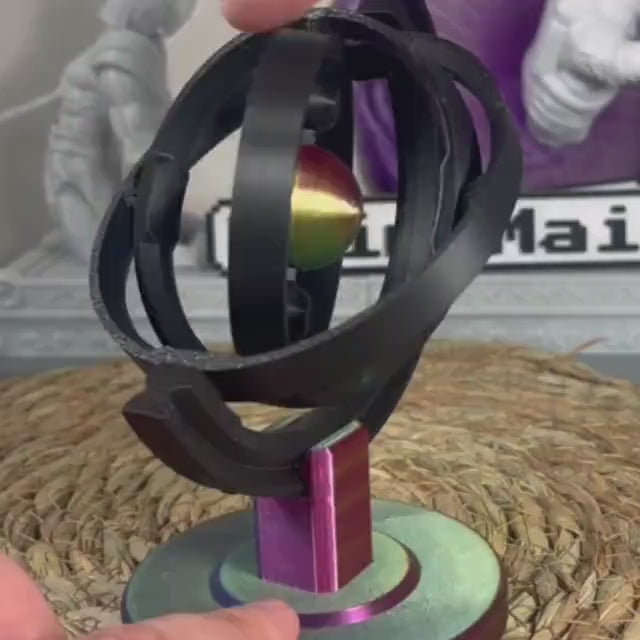 3D-Printed Gyroscope Sculpture - Customizable Color Orb, Kinetic Desk Art, Unique Decor Piece